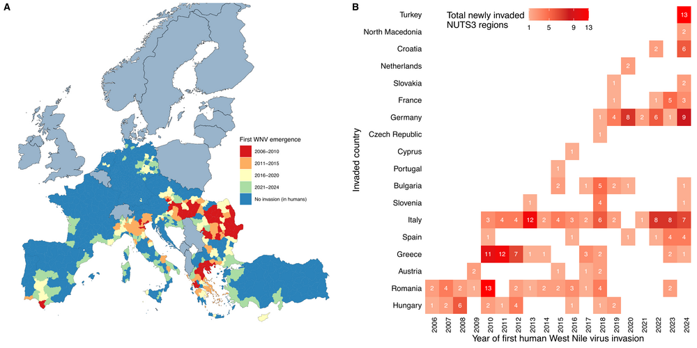 Spatial diffusion and climatic suitability of West Nile virus invasion across Europe